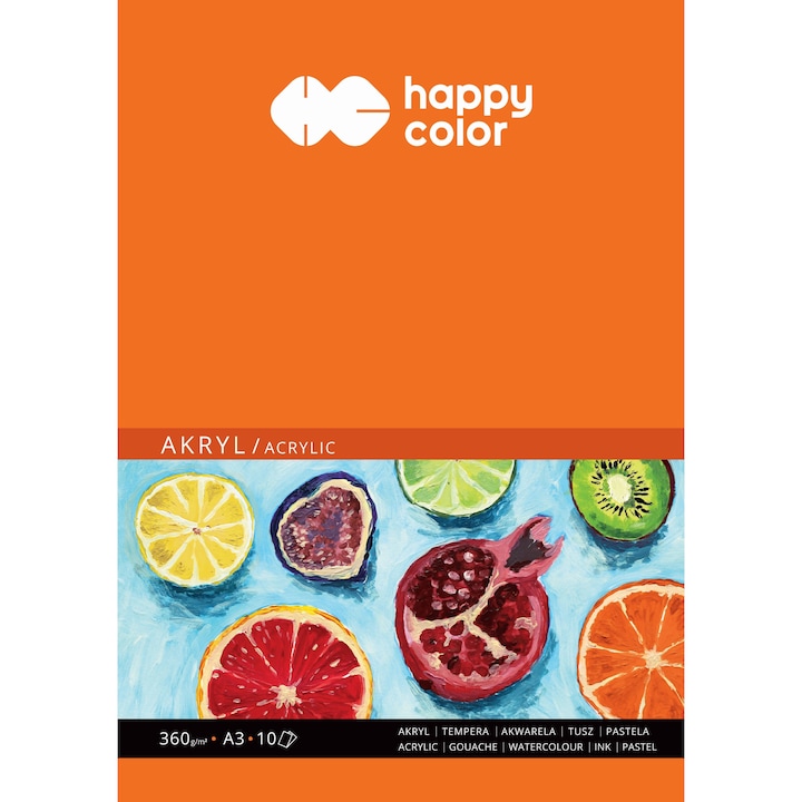 Rajzlap A3, Happy Color, 10 oldal, 360 g/m2, Fehér