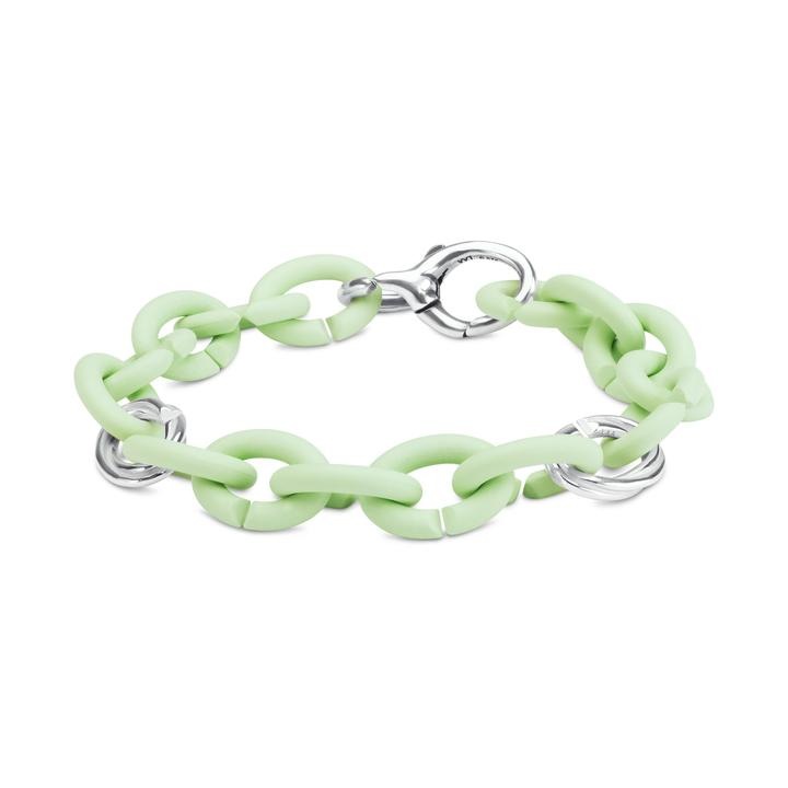 Bratara X Jewellery, verde menta cu argint, 21 cm