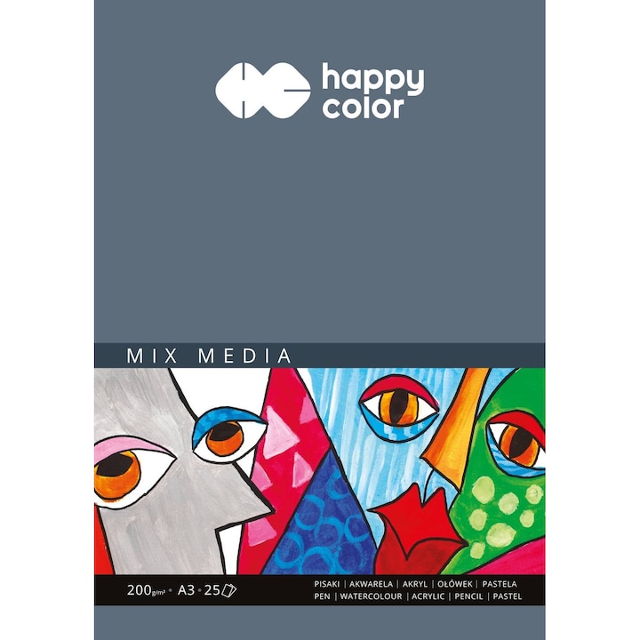 Happy Color Rajzlap, A3, 25 lap, 200 g/m2, Fehér