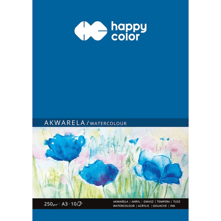 Rajzlap, Happy Color, A3, 250 g/m2, 10 lap, Fehér