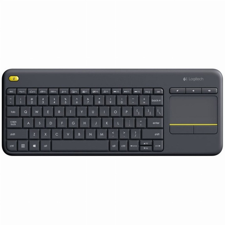 Безжична клавиатура Logitech K400 Plus, тъчпад, USB, DE оформление, черна