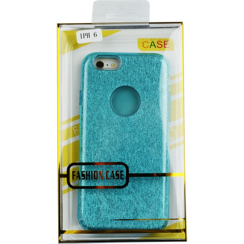 Husa capac siliconic 3 in 1 cu sclipici pentru Iphone 6, model turquise