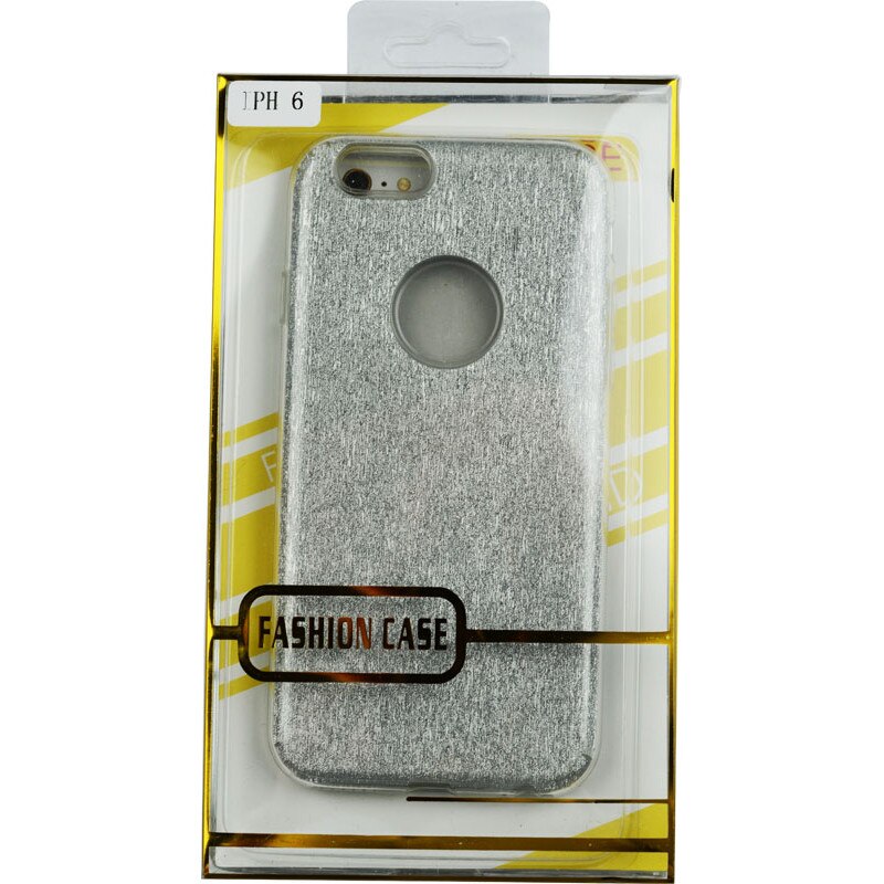 Husa capac siliconic 3 in 1 cu sclipici pentru Iphone 6, model argintiu