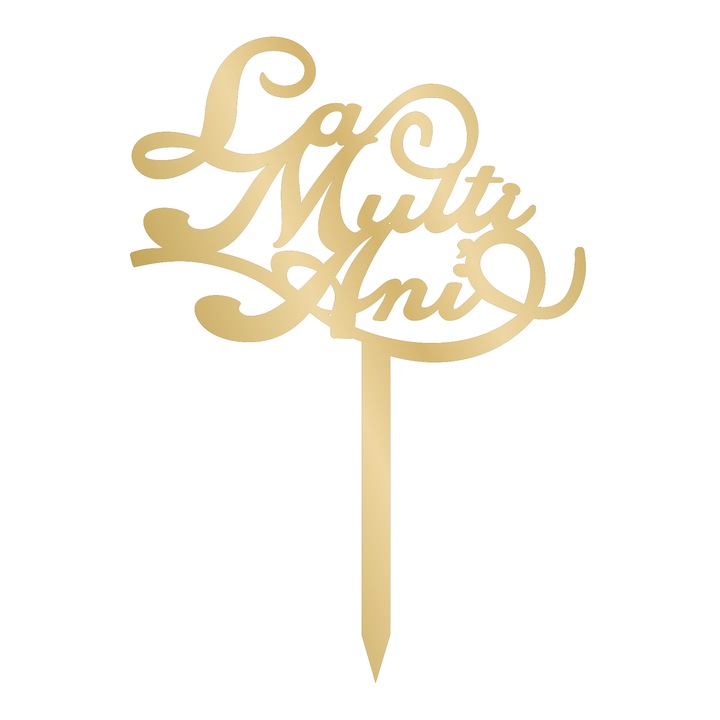 Topper tort La multi ani, Inedit Print, TC31, Oglinda Aurie, 10 cm