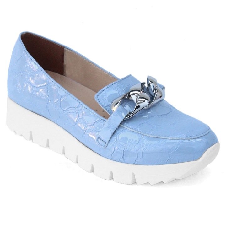 Pantofi dama, Lorenzo de Pazzi, Piele naturala, Albastru, 39 EU