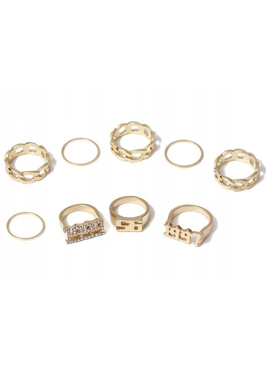 9 db Edibazzar gyűrűs készlet, fém, arany