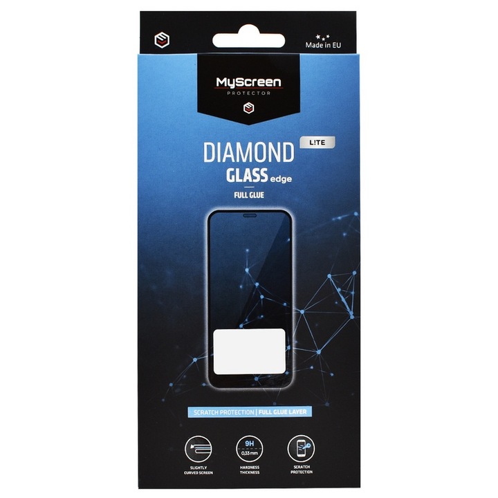 Myscreen diamond glass lite edge képernyővédő üveg, 2.5d, full glue, 0.33mm, 9h, fekete, kompatibilis: Samsung Galaxy A14 4G, SM-A145, / Galaxy A14 5G, SM-A146
