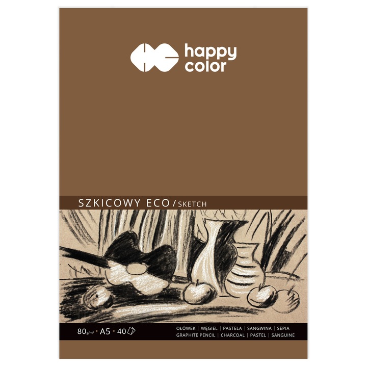 Bloc de desen, Happy Color, A5, 40 file, 80 g/m2, Ecru