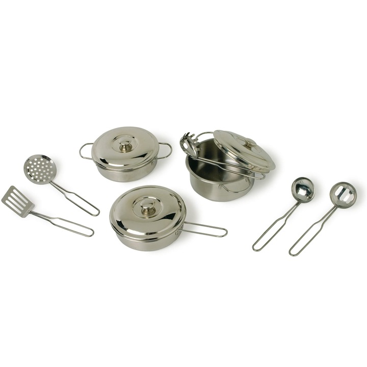 Set 11 ustensile pentru bucatarie copii Small Foot Design, Metal, +3 ani, Argintiu