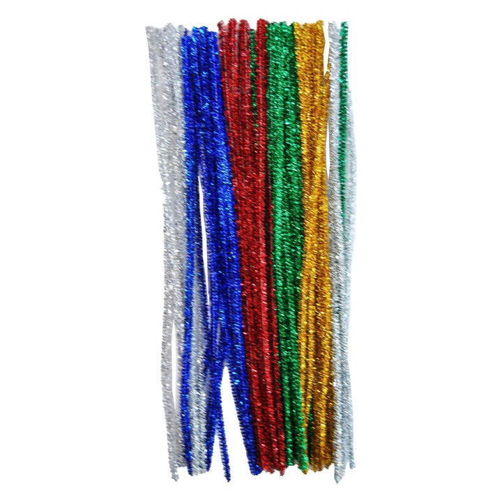 Set 40 de fire metalice creative cu sclipici, Shan, 30 cm, Multicolor