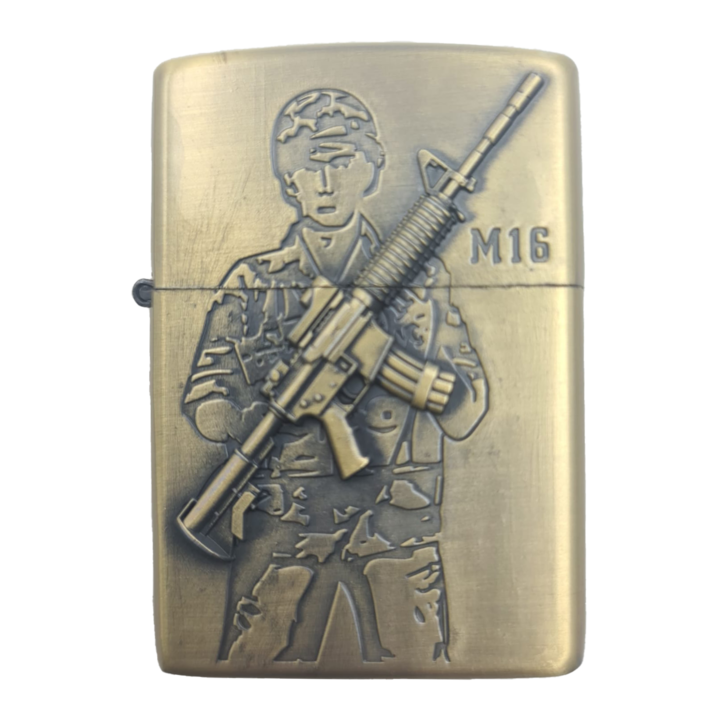Bricheta Tip Zippo, Relief 3D, Metalica, Model Mitraliera M16, Dalimag
