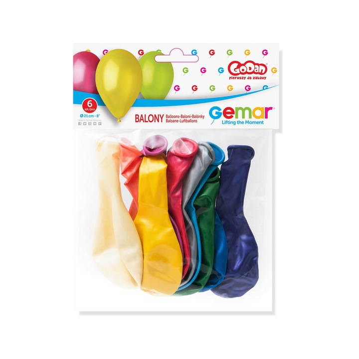 Комплект от 10 балона, Godan, латекс, 25 см, многоцветни