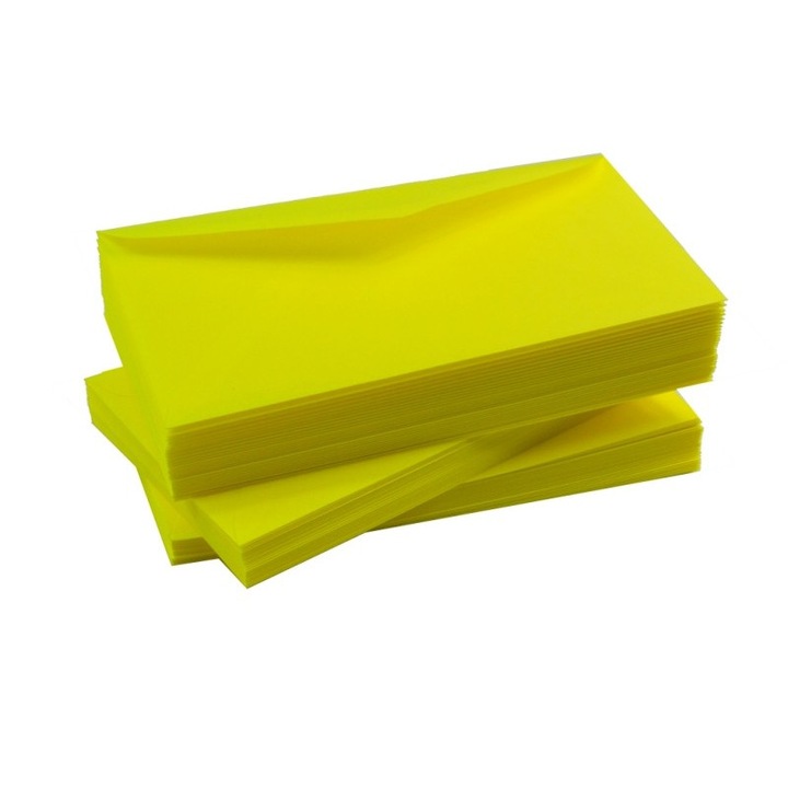 10 db-os boríték készlet DL, Shan, Papír, 11 x 22 cm, Neon sárga