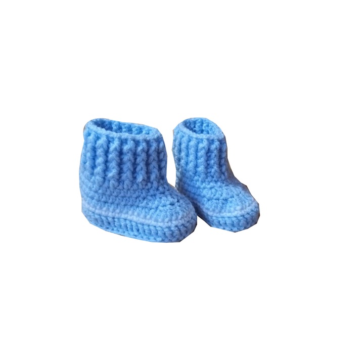 Botosei tricotati, 0-3 luni, albastru
