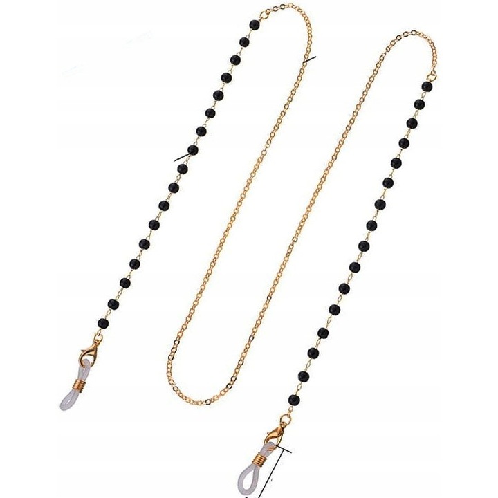 Lant de ochelari, Model elegant, Metal, Auriu, Negru