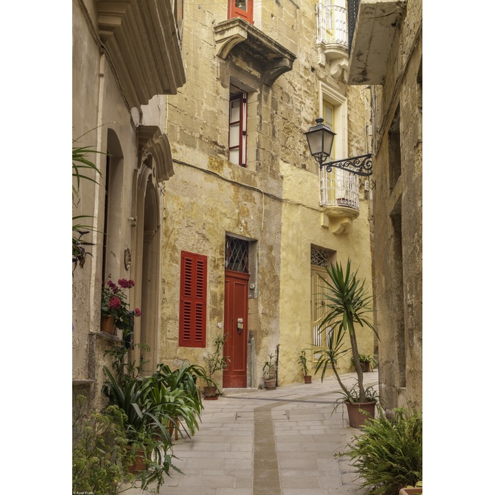 Poster perete, Zakito Posters, 29,7x42cm O strada ingusta printre casele traditionale malteze din Birgu, Assaf Frank
