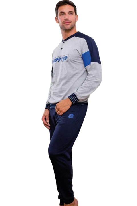 Pijamale lungi pentru barbati Lotto LP1096, Gri/Albastru