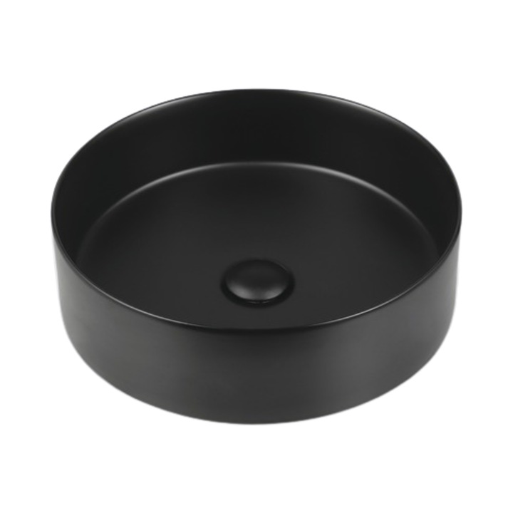 Lavoar Rotund Jungborn Amion, Montaj pe Blat, 40 cm, Negru Mat