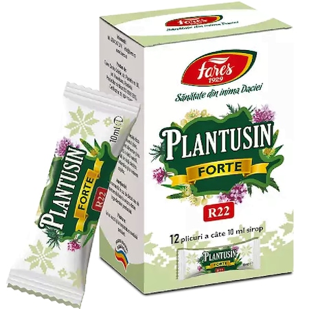 Sirop de tuse Plantusin forte, 12 plicuri x 10ml, Laboratoarele Fares Orastie