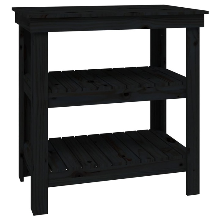 Banc de lucru vidaXL, negru, 78,5x50x80 cm, lemn masiv pin