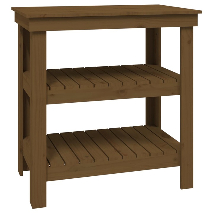 Banc de lucru vidaXL, maro miere, 78,5x50x80 cm, lemn masiv pin