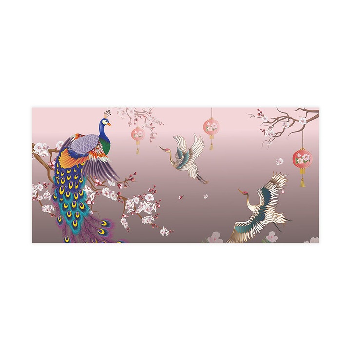 Öntapadó 3d tapéta, Mosható, Roses And Peacock, 255x540 cm