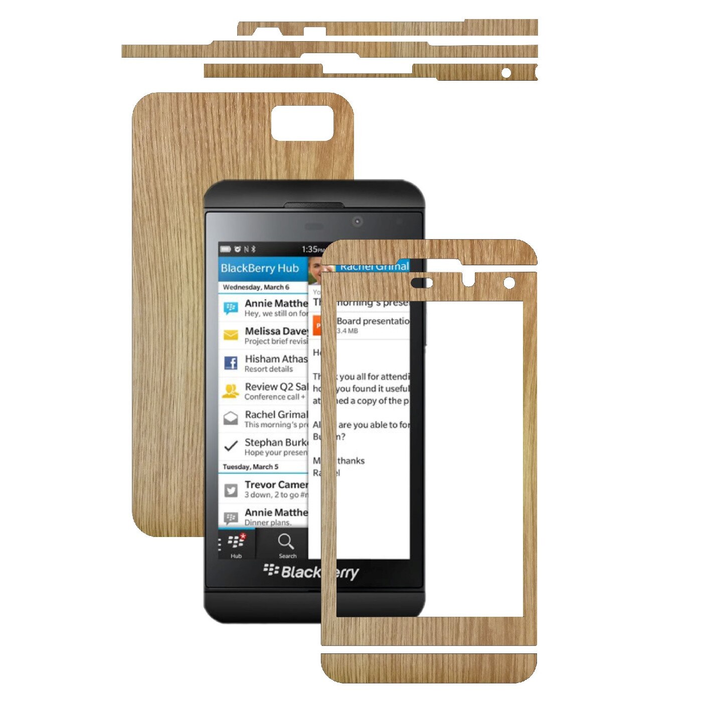 Folie de protectie Carbon Skinz, Husa de tip Skin Adeziv pentru Carcasa, Lemn Stejar dedicata Blackberry Z10