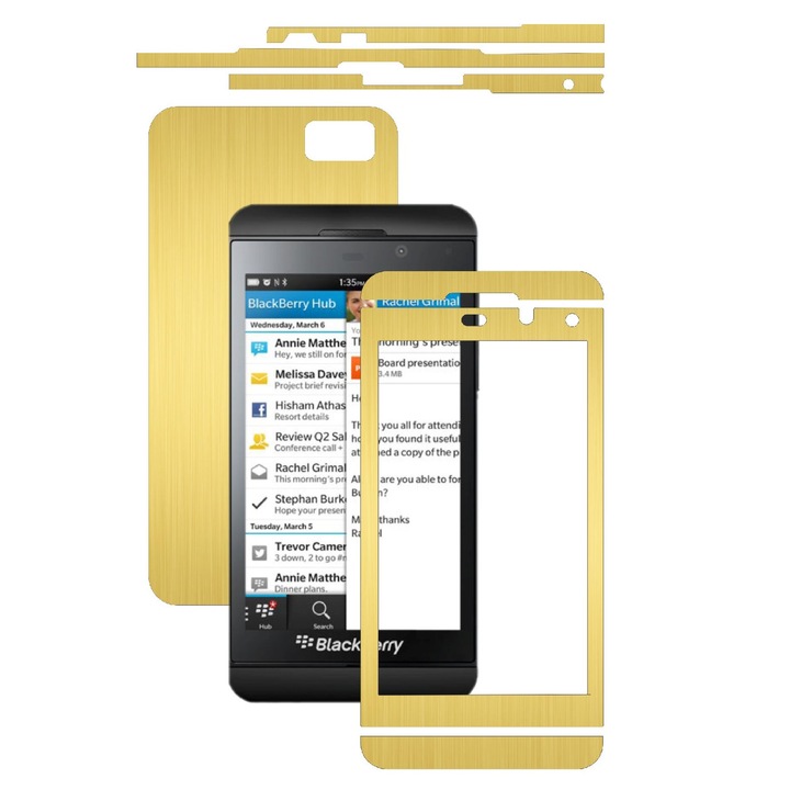 Защитно фолио Carbon Skinz, адхезивно защитно покритие за калъфа, матово злато, посветено на Blackberry Z10