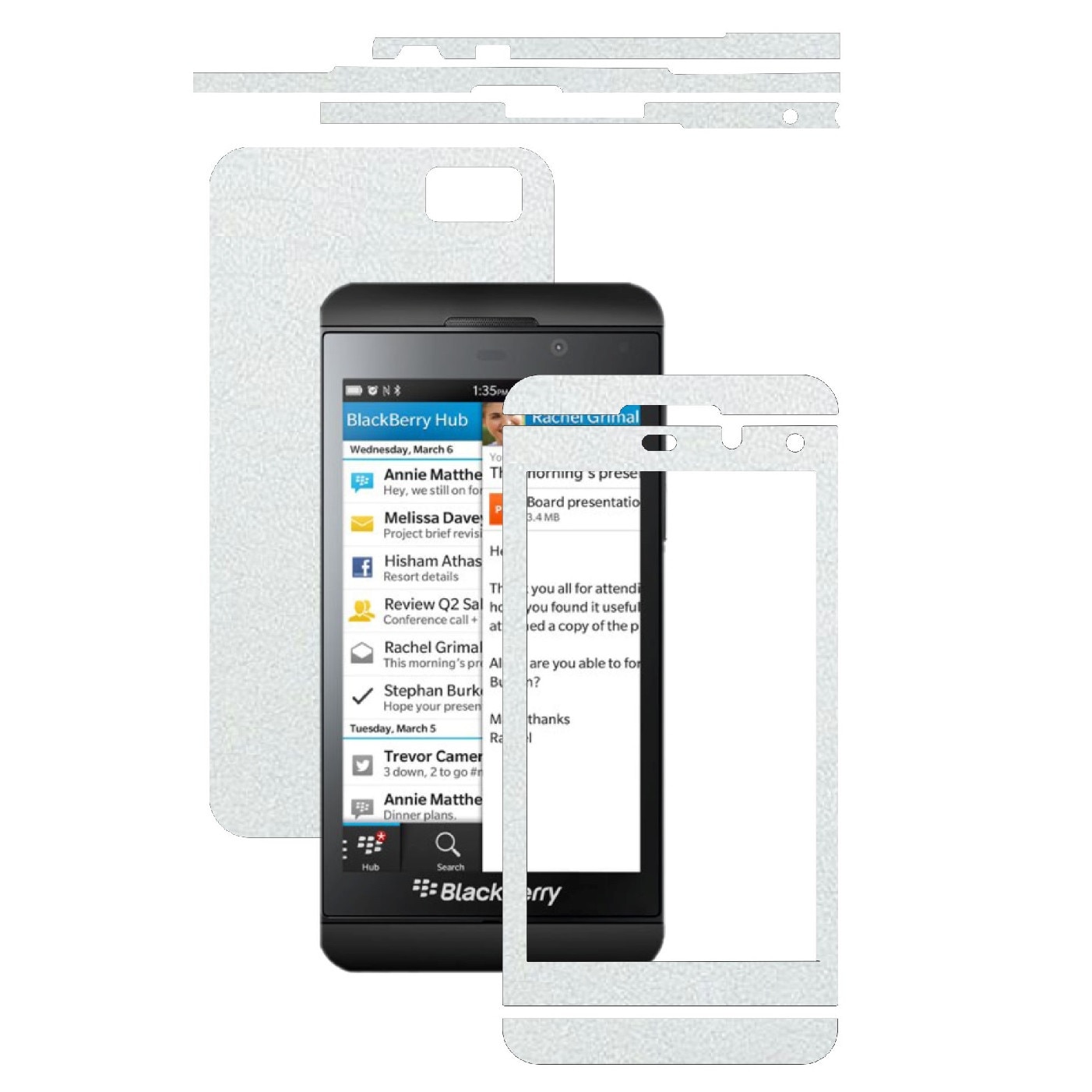 Folie de protectie Carbon Skinz, Husa de tip Skin Adeziv pentru Carcasa, Piele Alba dedicata Blackberry Z10