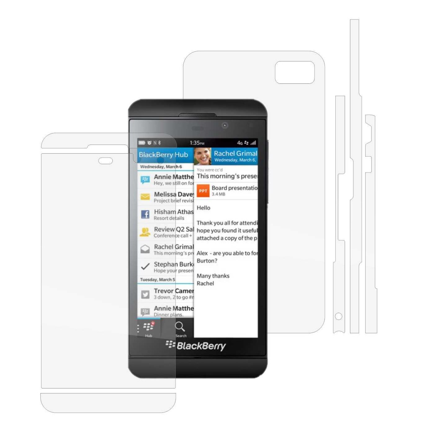 Folie Protectie Full Body Invisible Skinz Ultra-Clear HD, Husa Transparenta de tip Skin Adeziv pentru Carcasa si Ecran, dedicata Blackberry Z10