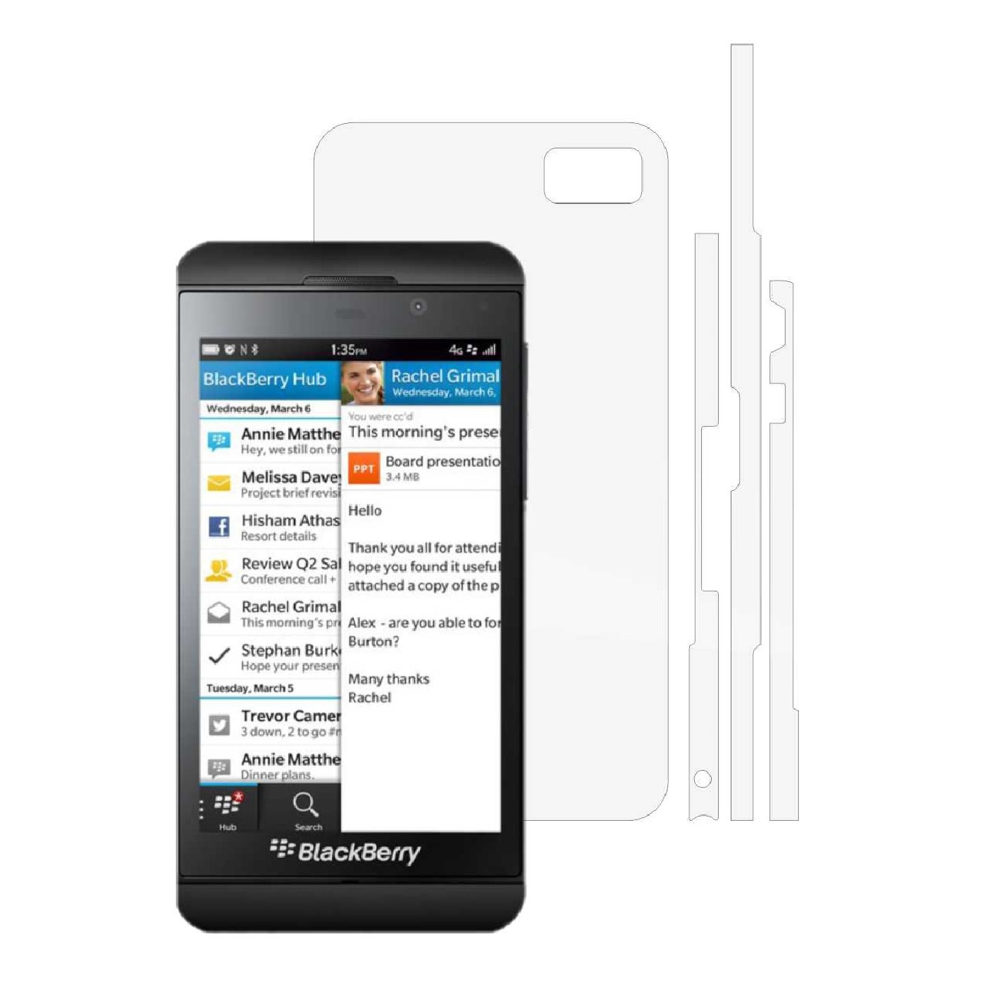 Folie Protectie Invisible Skinz Ultra-Clear AutoRegeneranta, Husa Transparenta de tip Skin Adeziv pentru Carcasa si Laterale, dedicata Blackberry Z10
