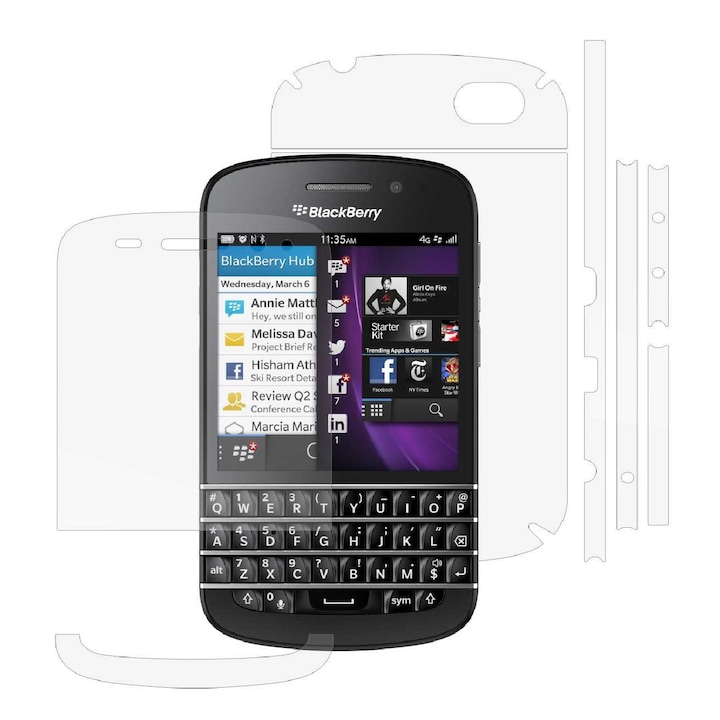 Full Body Invisible Skinz Ultra-Clear HD защитно фолио, самозалепващо се прозрачно покритие за калъф и екран, посветено на Blackberry Q10