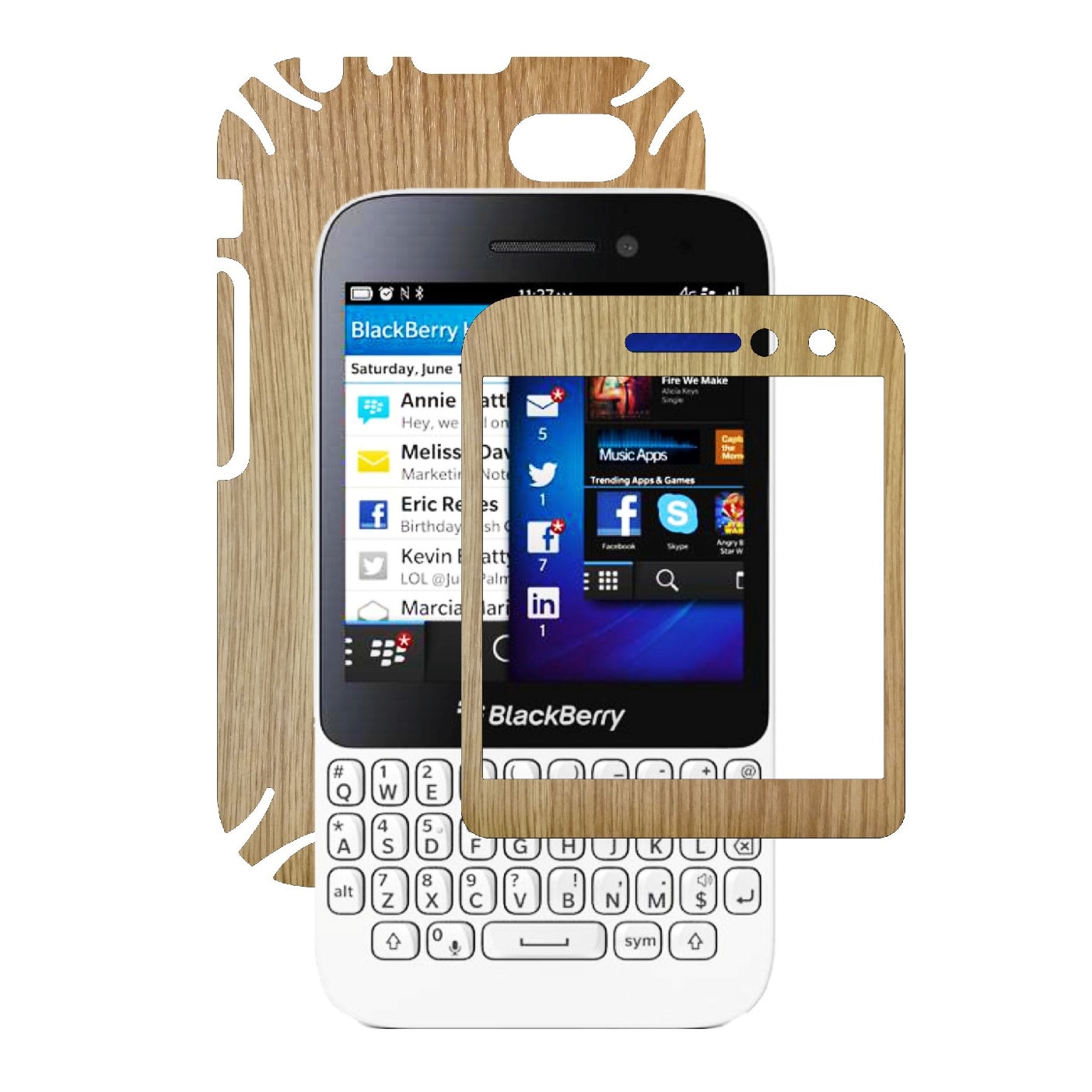 Folie de protectie Carbon Skinz, Husa de tip Skin Adeziv pentru Carcasa, Lemn Stejar dedicata Blackberry Q5