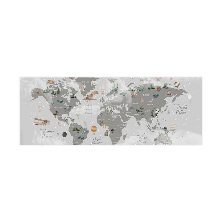 Öntapadó 3d tapéta, Mosható, World Map In The Winter, 200x540 cm