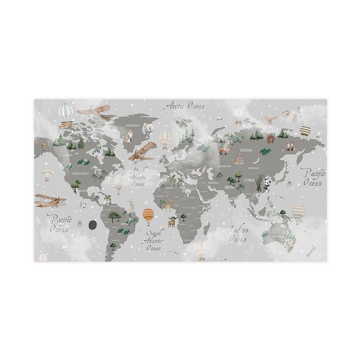 Öntapadó 3d tapéta, Mosható, World Map In The Winter, 200x360 cm