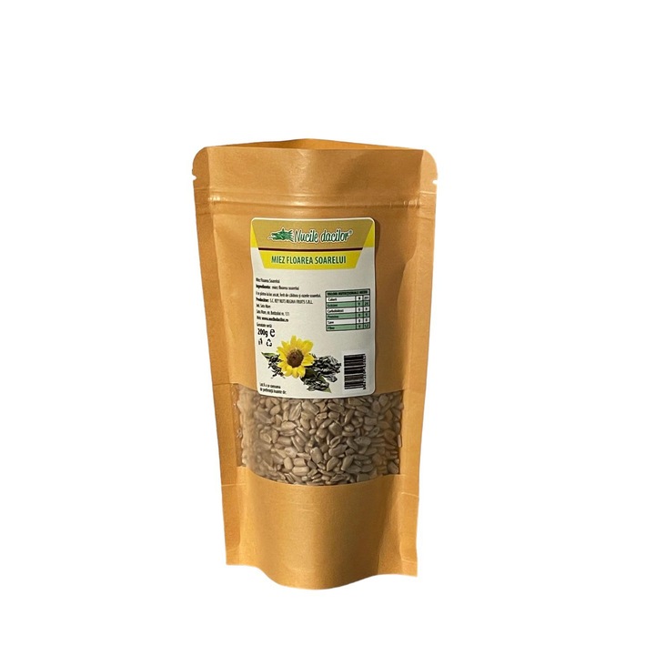Miez floarea-soarelui crud 200g – 100% natural, fara sare – ambalaj SmartZip resigilabil