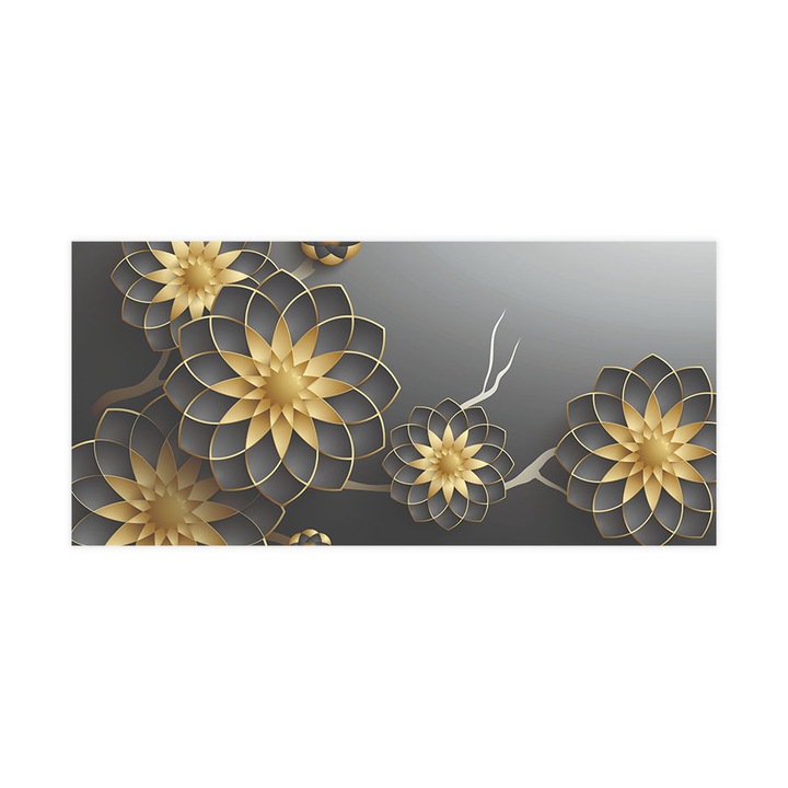 Öntapadó 3d tapéta, Mosható, 3d Black Flowers, 255x540 cm