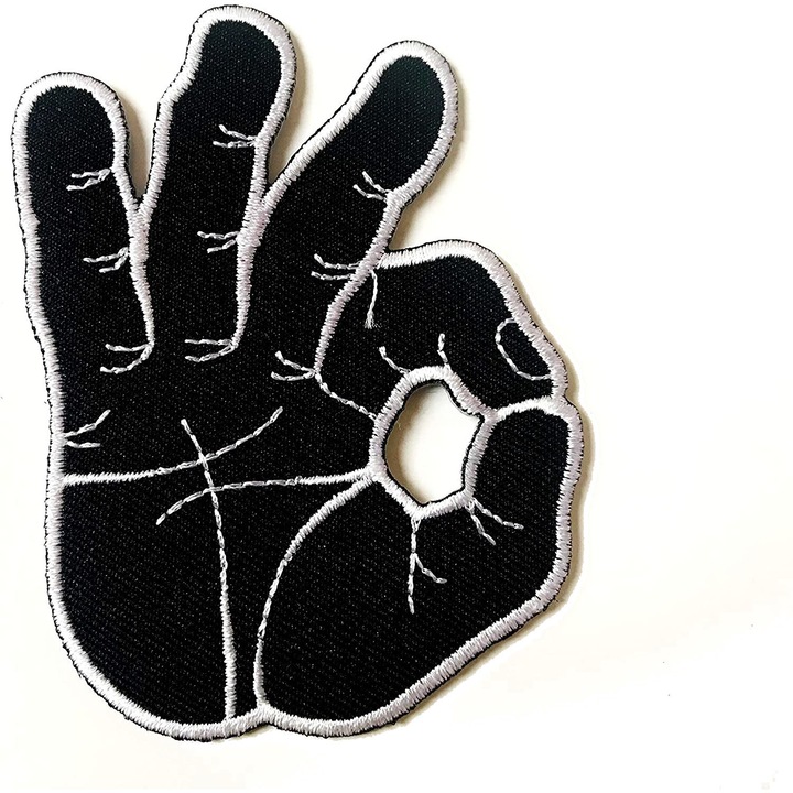 Petic textil brodat It's ok, semn, Totul va fi bine 8.7x7.1 cm