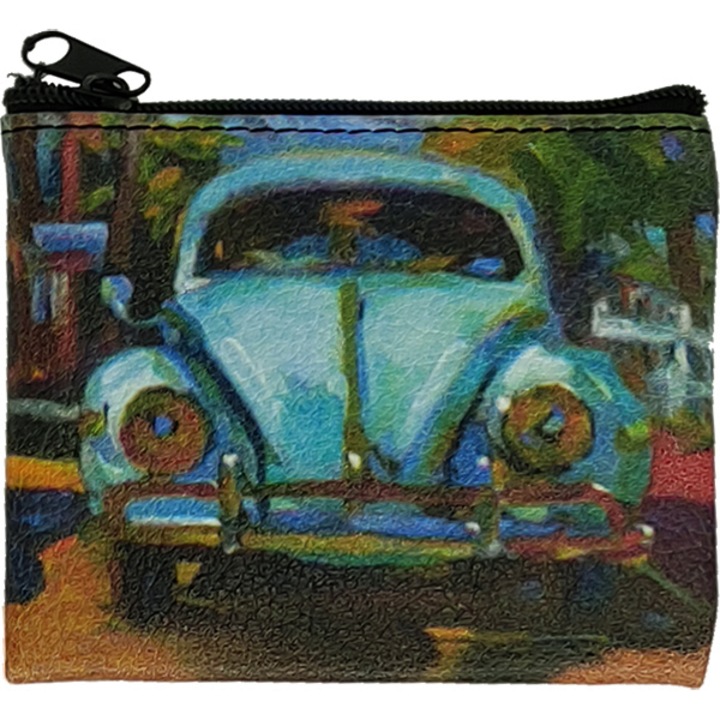 Portofel pentru femei, Pentru monede, Handmade Greek, Volkswagen Beetle, 9.5x0.5x8.5 cm, multicolor