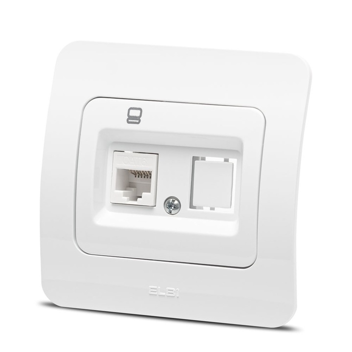 Щепсел UTP RJ45 Elbi Jazz Cat6 Recessed White ST