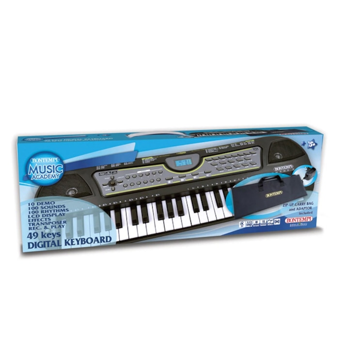 Детски синтезатор Bontempi 191334, 49 клавиша, Черен
