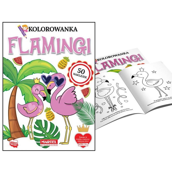 Kifestőkönyv matricákkal Flamingo, Martel, 205 x 285 mm, 16 oldal