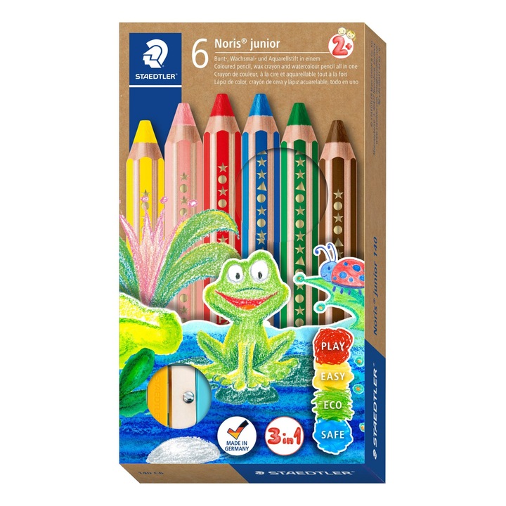 Creioane colorate 3 in 1, Staedtler, 12 cm, 6 buc