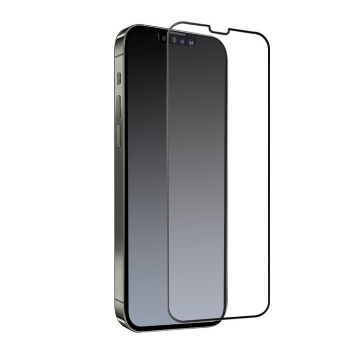 Протектор, съвместим с iPhone 13 Pro Max, Veason, 6D, Стъклен, Черен