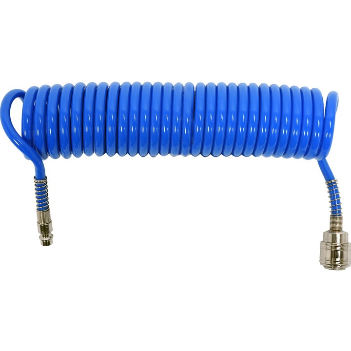 Furtun spiralat, Yato, Pneumatic, 5.5 x 8 mm, 5 m, Poliuretan, Albastru
