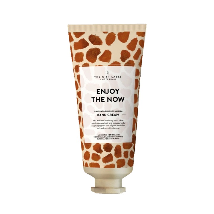 Crema de maini The Gift Label, Enjoy The Now, Spring/Summer Collection, note de kumquat si vanilie Bourbon, vegan, fara sulfati si coloranti, 40 ml