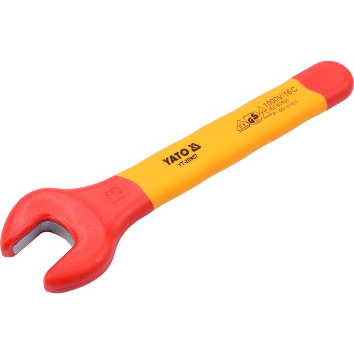 Cheie fixa izolata, 13 mm, Otel, Galben, Rosu