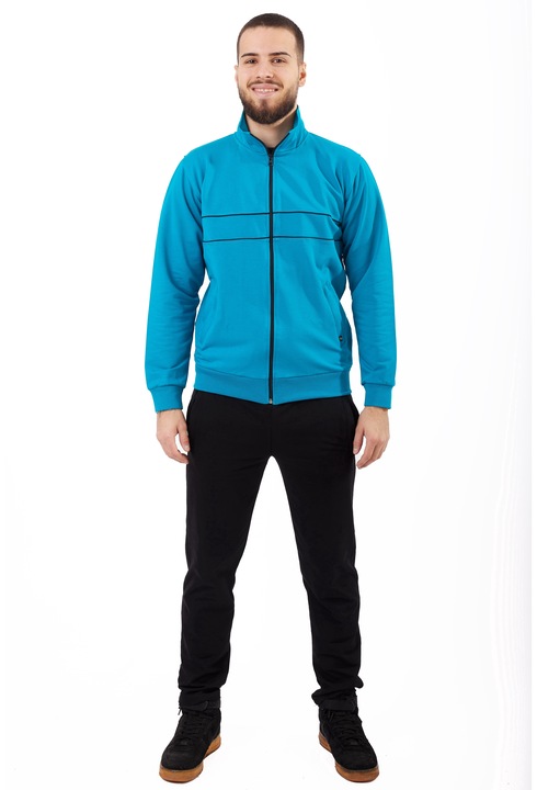 Trening barbati bumbac cu dungi, Turcoaz