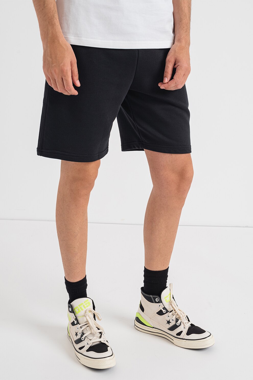 Converse, Унисекс къс спортен панталон с памук, Черен, XL - eMAG.bg