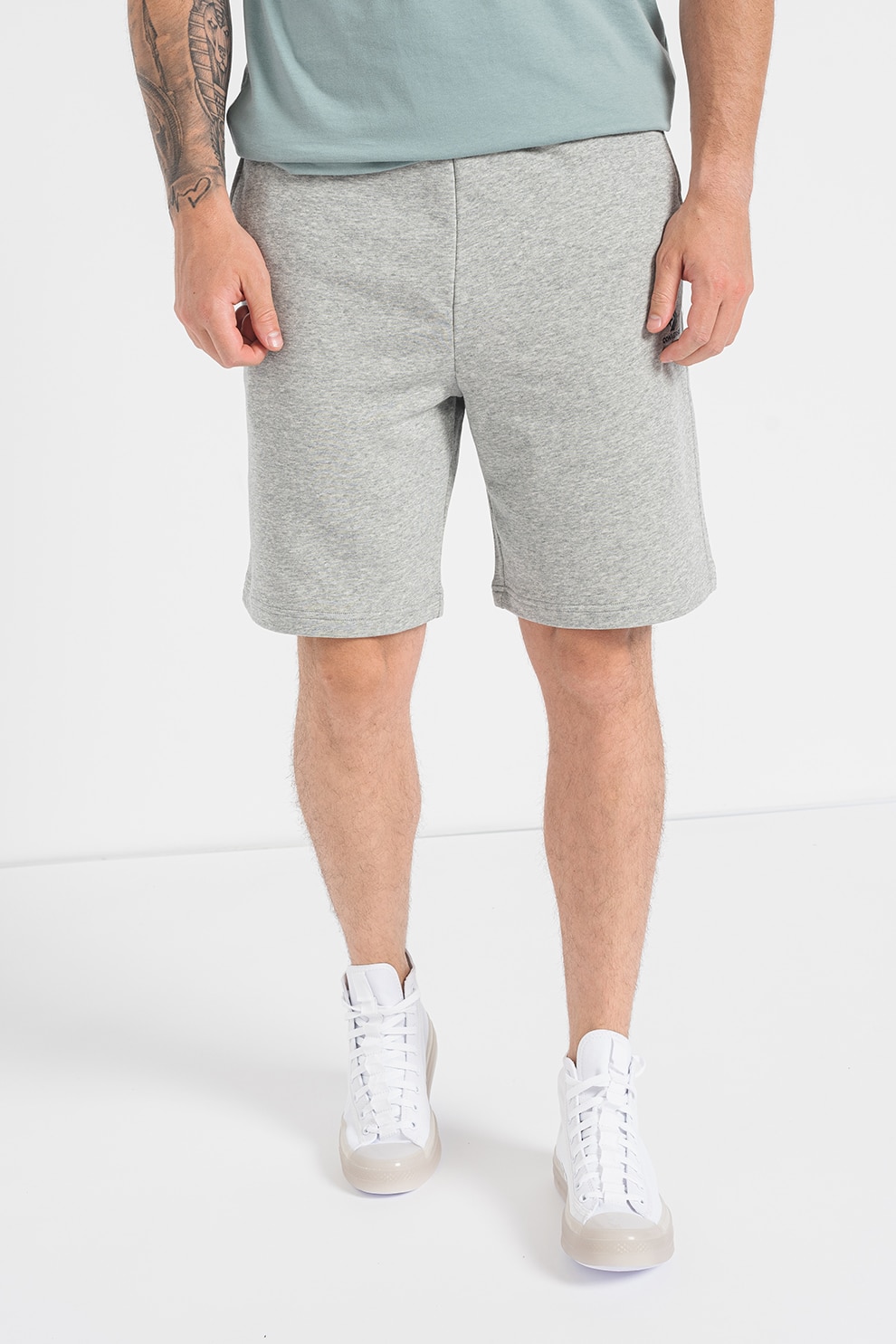 Converse, Pantaloni sport scurti unisex din amestec de bumbac, Gri melange, 2XL